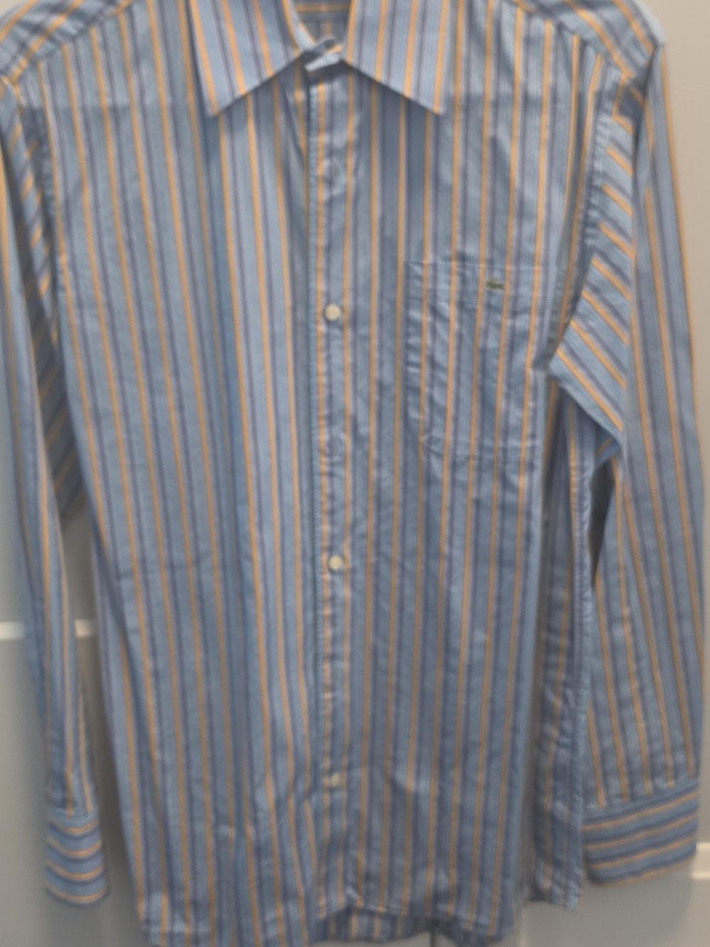Lacoste Light Blue and Orange Striped Dress Shirt
